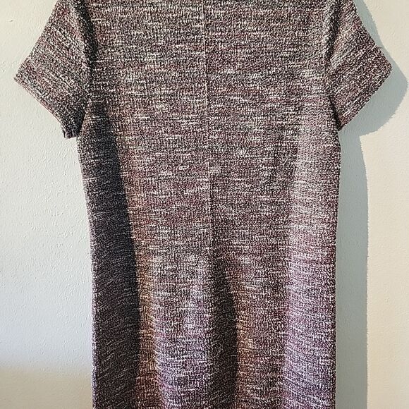 LOFT Womens Red Purple Knit Dress Short Sleeve Round Neck Size Small - Picture 5 of 5